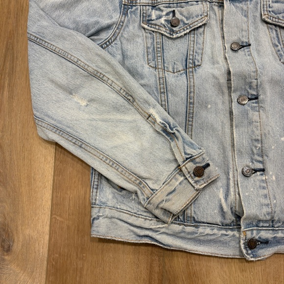 Y2K! 🌟AMBERCROMBIE🌟 RARE EXTRA HEAVY OUNCE DENIM JEAN JACKET LIGHT WASH L - Picture 6 of 13